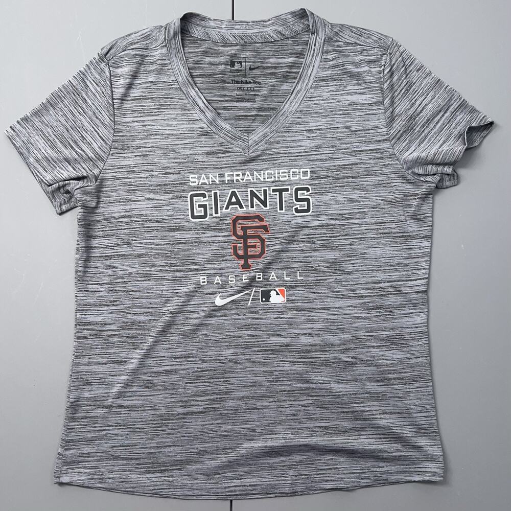 San Francisco Giants T-Shirt Womens L Black Short Sleeve MLB Merch SF V Neck